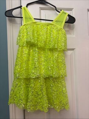 Curtain Call Costumes Neon Yellow Performance Dance Dress
